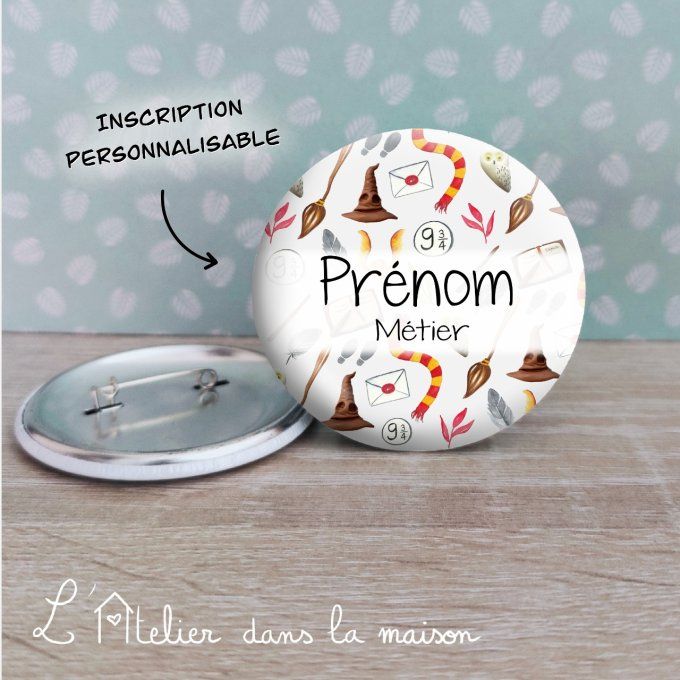 badge métier et prénom personnalisable inspiration harry potter