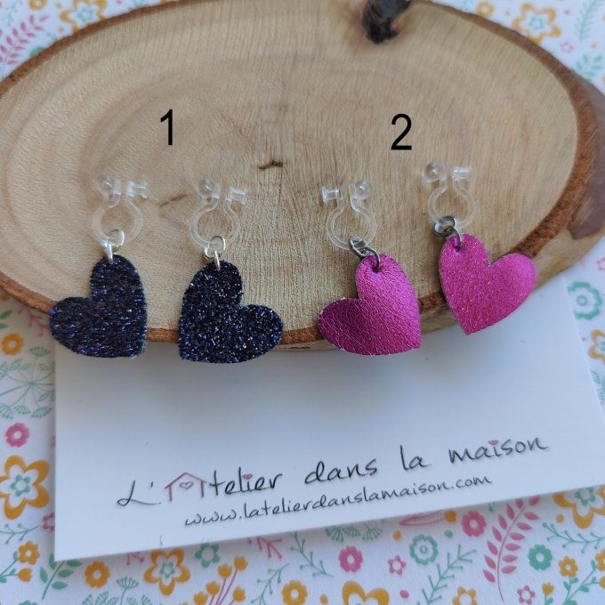 Boucles d'oreilles sans perçage en simili coeurs