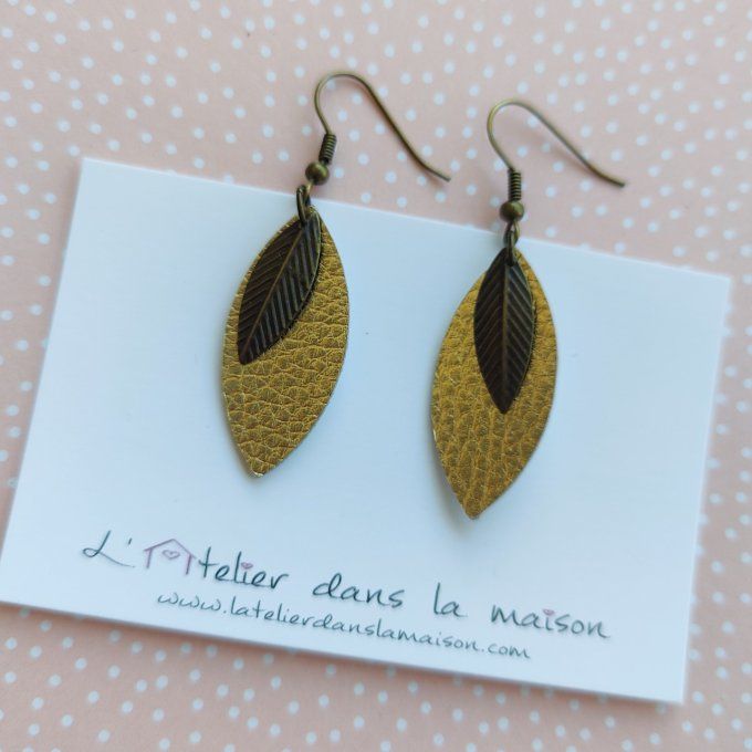 boucles tons doré et bronze feuille