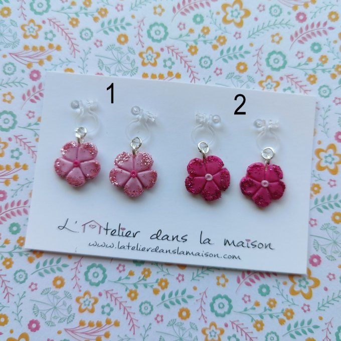 choix clip enfant sans trous fleurs roses paillettes