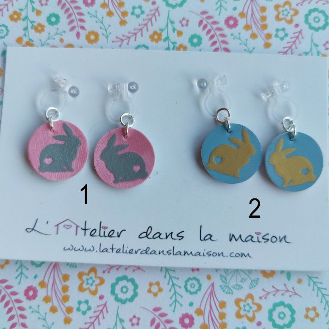 choix boucles enfants sans trous lapin rose bleu