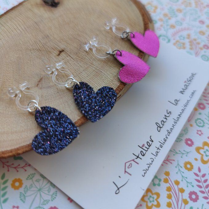 boucles sans perçage enfant coeur paillette