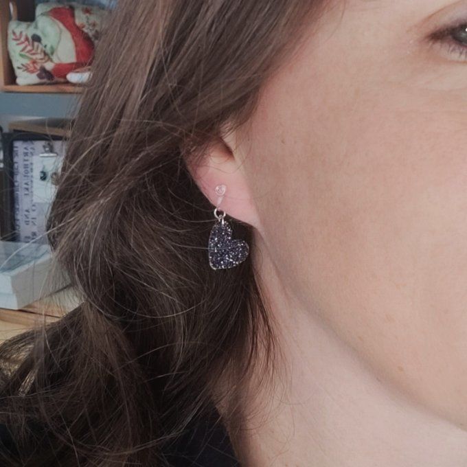 Boucles d'oreilles sans perçage en simili coeurs