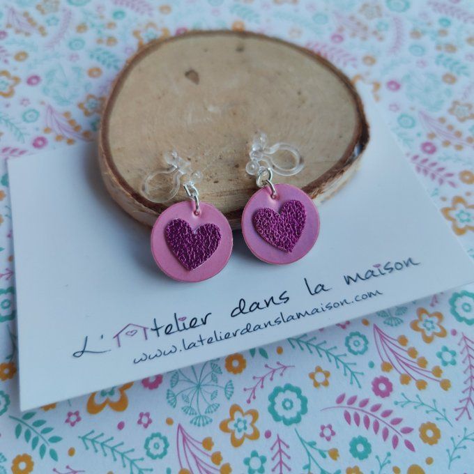 boucles sans trous enfant rose et coeur