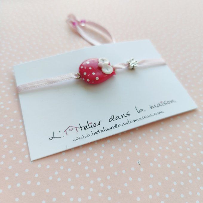 bracelet reglable rose hibou enfant