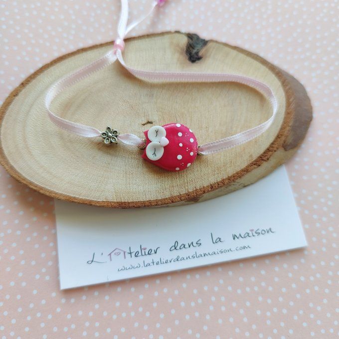 Bracelet chouette rose vif