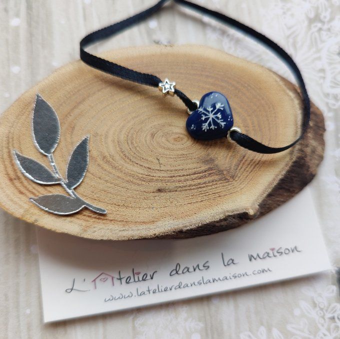 bracelet coeur bleu flocon