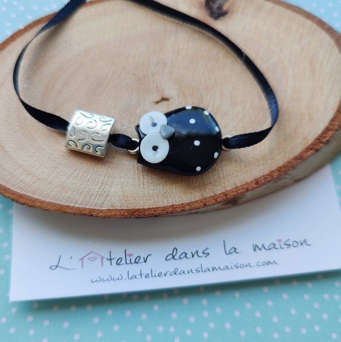 Bracelet hibou noir et blanc