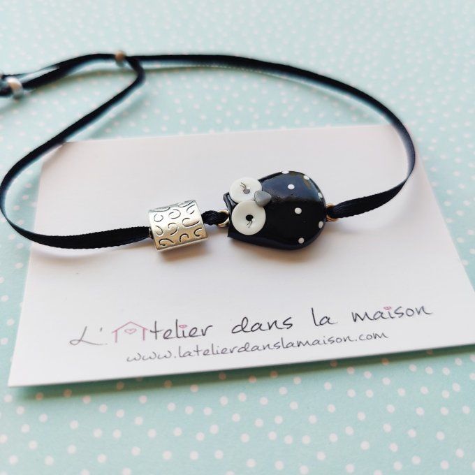 Bracelet hibou noir et blanc