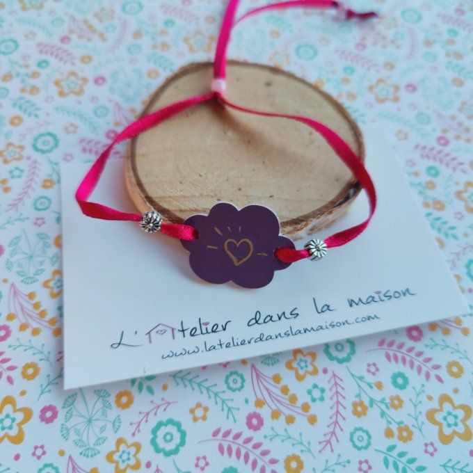 bracelet enfant nuage violet et rose