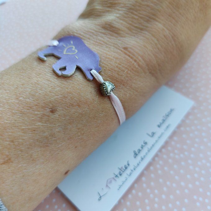 Bracelet ours violet en simili cuir