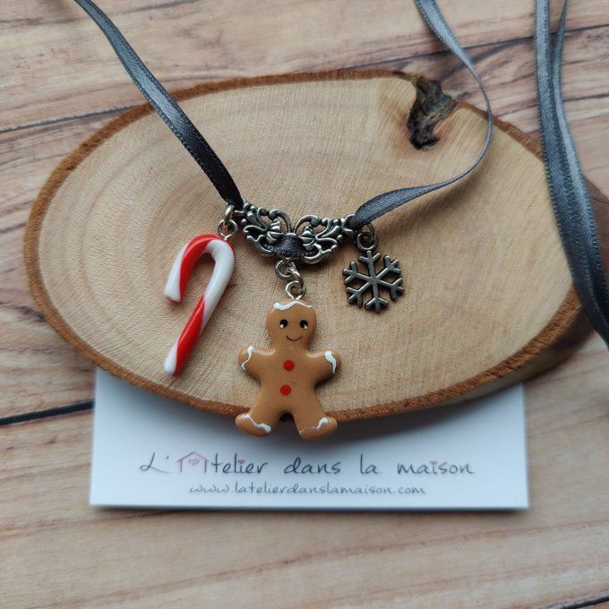 Collier de noel gourmand sucre d'orge et ginger bread