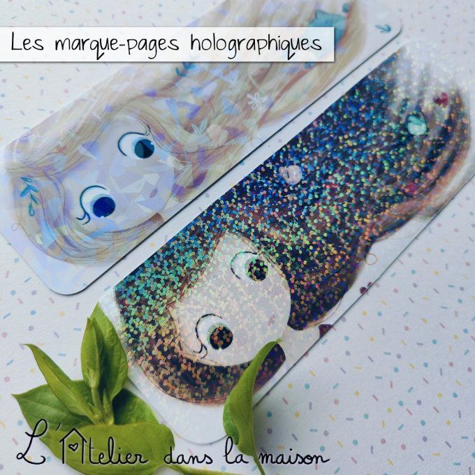 Marque page holographique fillette