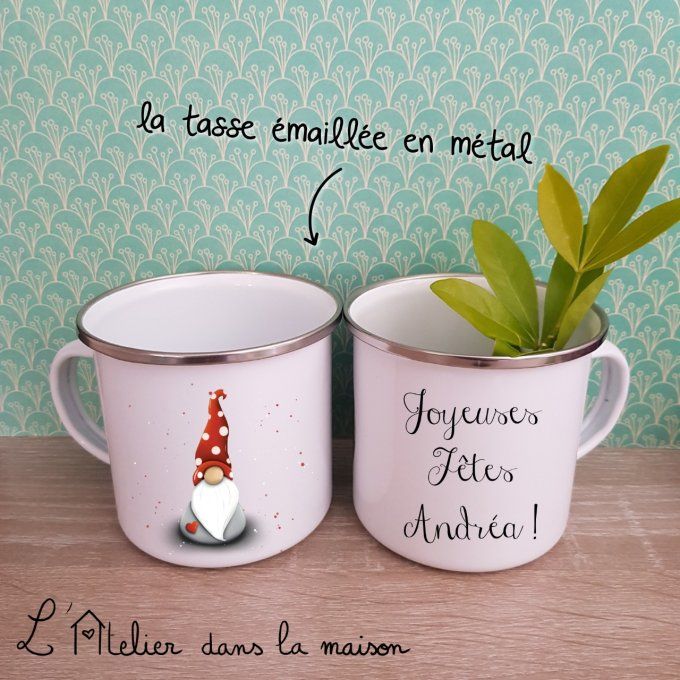 Tasses émaillée ou céramique gnome de noël