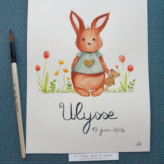 Aquarelle lapin et ourson